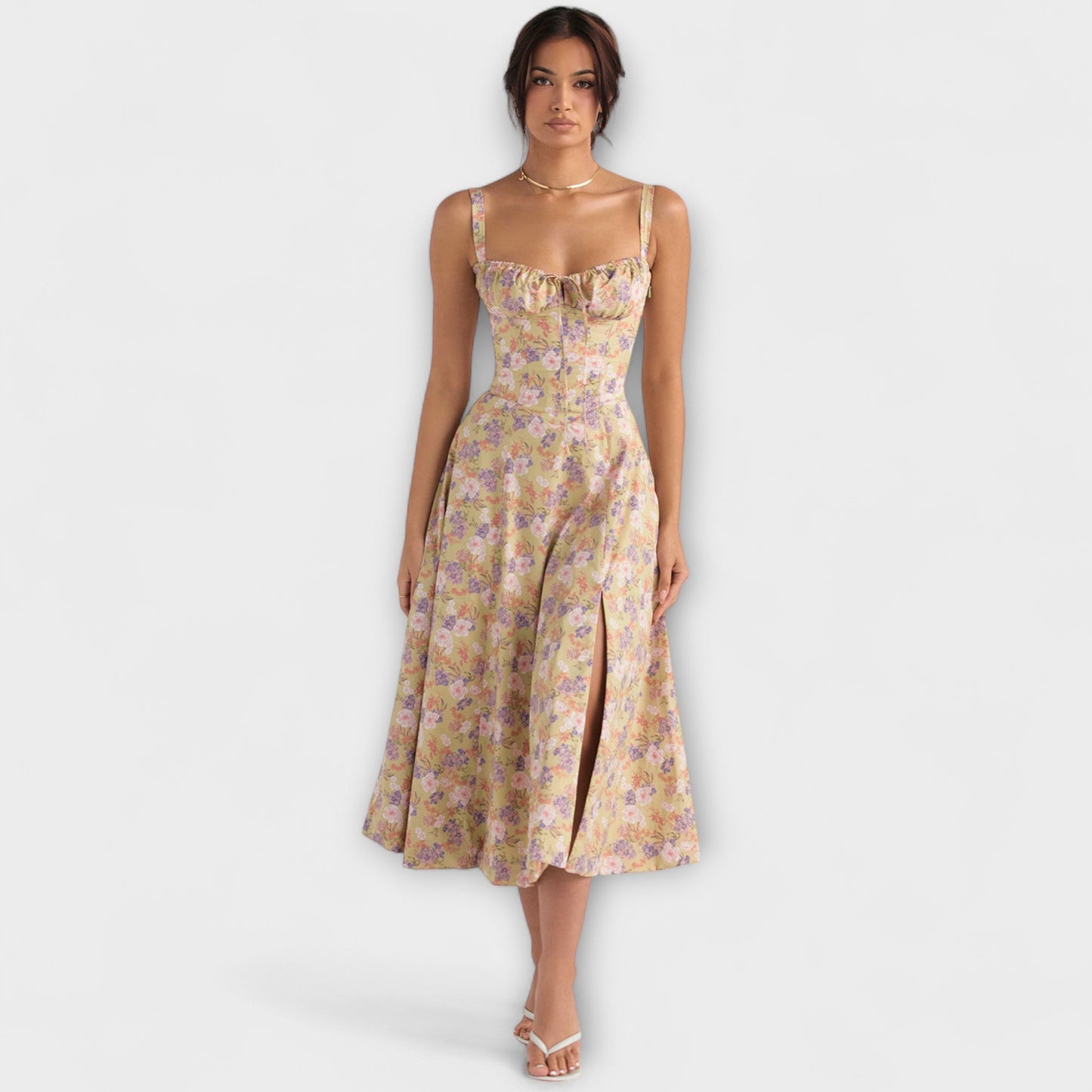 Zipporas - Abito a bustier sagomato con stampa floreale moderna