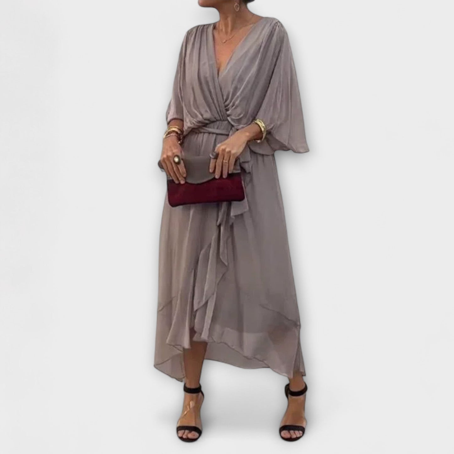 Amoura - Abito in chiffon con scollatura a V