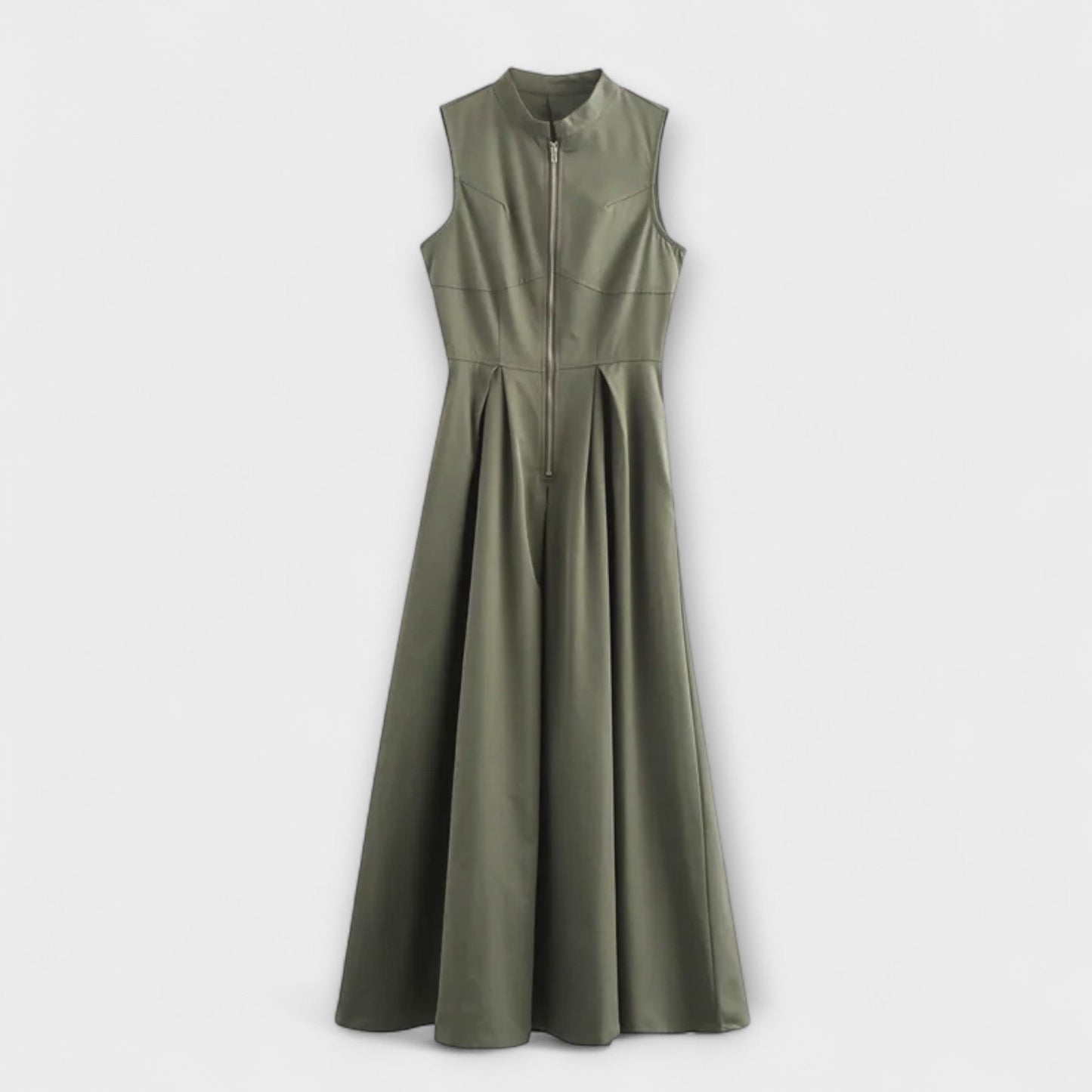 Abito midi bodycon senza maniche plissettato